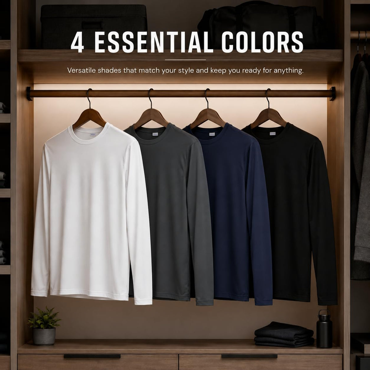Men's Big & Tall Long Sleeve Shirt, 4-Pack